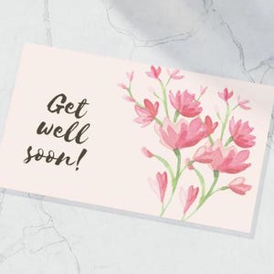 Fleurs rouges guérissent bientôt carte - PNG imprimable téléchargeable - téléchargement numérique instantané