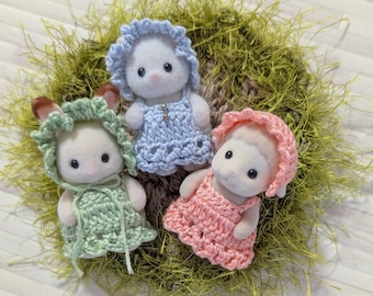 Baby Dress and Bonnet Patterns for Sylvanian Families / Calico Critters