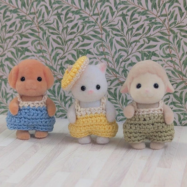 Baby Beret(with Ear Hole)& Romper Set for Calico Critters/Sylvanian Families image 3