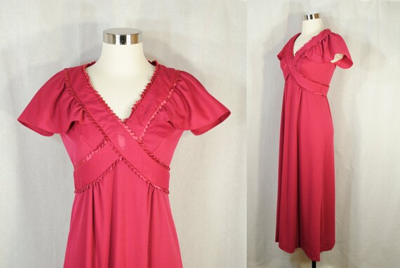 Vintage Grecian Maxi Dress - flutter ruffle sleev… - image 3