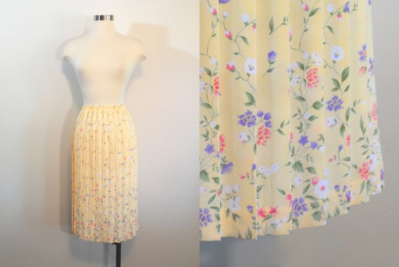 Vintage 90s Pleated Skirt - elastic waist, knife … - image 1