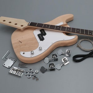 Build Your Own DIY 4 String PB Style Electric Bass Guitar Kits with Mahogany Body, Maple Neck