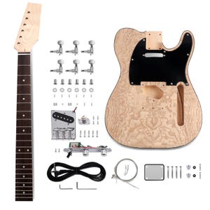 Unfinished DIY Electric Guitar Kit Basswood Body and Maple Neck Build Your Own