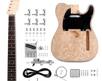 Unfinished DIY Electric Guitar Kit Basswood Body and Maple Neck Build Your Own