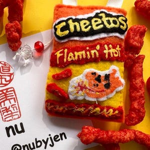 Flamin&#39; Hot Cheetos Felt Ornament or Bag Charm