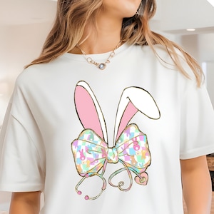 Easter Bunny Nurse Coquette Shirt, Nurse Easter Day Shirt, Nurse Coquette Bow Hoodie, Bunny Ears Easter Sweater, Nurse Life Easter Hoodie