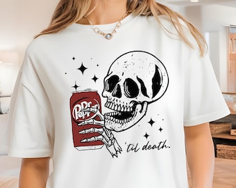 Koszulka Dr Pepper Skull, Zabawna koszulka na Halloween, Modna koszulka Dr. Pepper, Prezent dla miłośnika Dr. Pepper, Koszulka Dr. Pepper dla matek