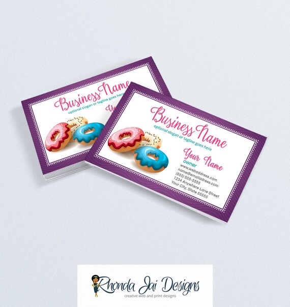 Items similar to Bakery Business Card - Business Card Designs For Etsy Shop - Donut Business ...