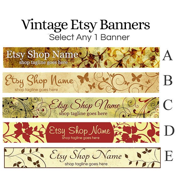 Items similar to Etsy Shop Banners Etsy Banners Vintage Etsy