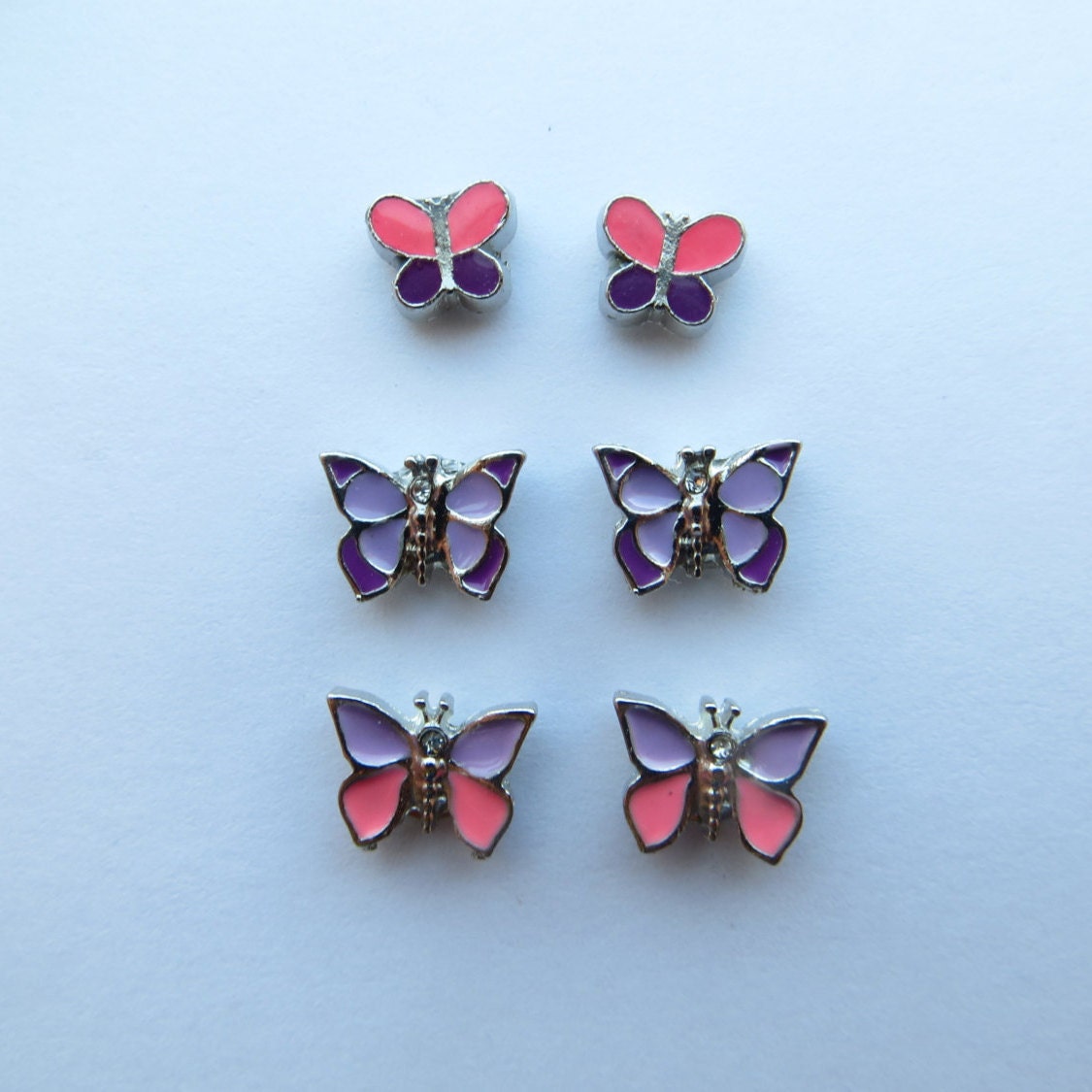 Stud or Magnetic Pink & Purple Butterfly Earrings | Etsy