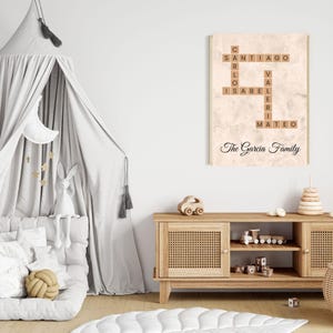 Stampa personalizzata del nome per Scrabble, puzzle personalizzato con il nome della famiglia, cruciverba di famiglia, regalo per i nonni, cartello con il cognome, arte murale stampabile