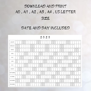 2025 Printable Wall Calendar | Minimalist Year Planner | Year at a Glance | 2025 Digital Calendar | Calendar Poster |  2025 Calendar