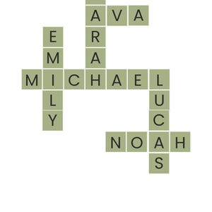 Personalized Family Name Puzzle, Custom Scrabble Name Print, Family Crossword Art, Grandparents Gift, Last Name Sign, Digital Download