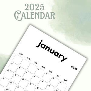 2025 Monthly Calendar 2025 Calendar  Modern Elegant Monthly Planner Sunday & Monday Start 2025 A3 A4 Letter Size Wall Calendar Printable PDF