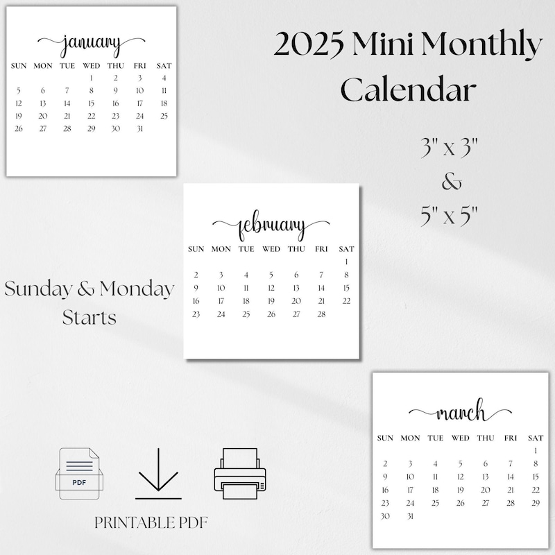 2025 Calendar Card Etsy