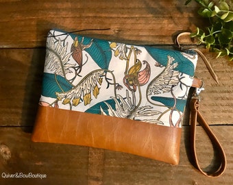 Grab N Go Wristlet Clutch - Orchid Garden with Vegan Leather