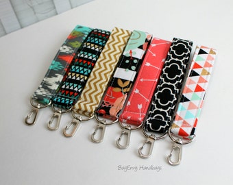 Key Chain / Key Fob - Swivel Clasp Key Wristlet - Choose Your Fabric - Aztec - Arrows - Ikat - Gold - Sale