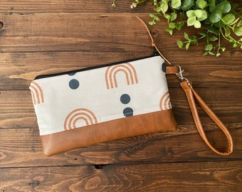 Wristlet Wallet Clutch in Aria Boho Rainbows