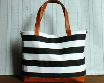 Black Arrows With Vegan Leather Tote Bag / Diaper Bag / - Etsy