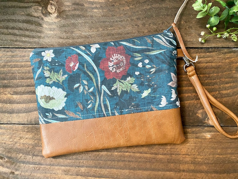 Grab N Go Wristlet Clutch Noir Floral with Vegan Leather image 1