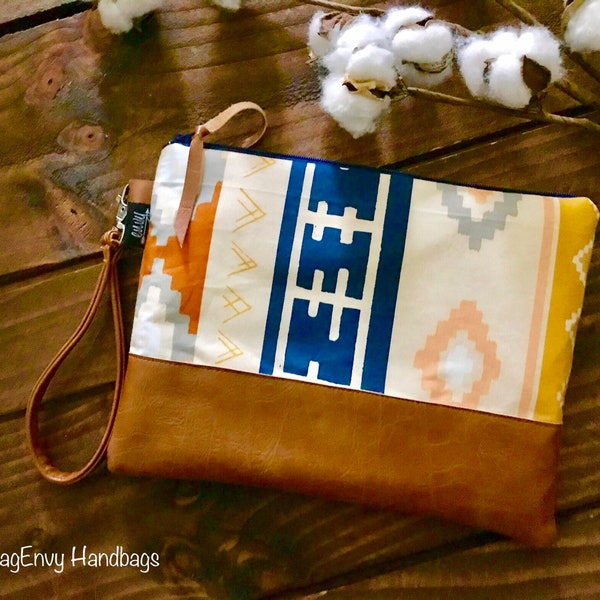 Grab N Go Wristlet Clutch - Aztec Bound with Vegan Leather