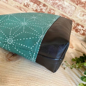 Emerald Star with Vegan Leather Large Make Up Bag / Diaper Clutch / Bridesmaid Gift image 3