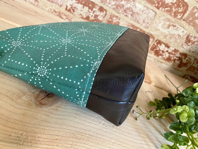 Emerald Star with Vegan Leather Large Make Up Bag / Diaper Clutch / Bridesmaid Gift image 3