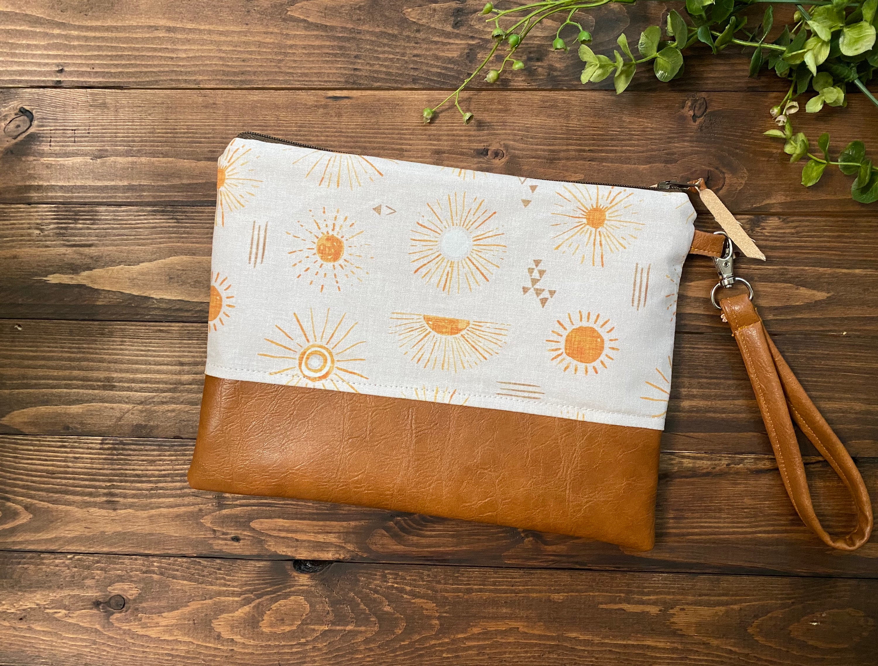 Grab N Go Wristlet Clutch Boho Sun Rays With Vegan Leather Etsy UK