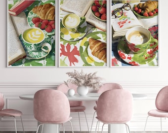 Set of 3 Modern Coffee Cup Art Cafe: Kitchen Cafe Decor (Digital Download)