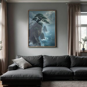 Impression cascade japonaise : oeuvre d&#39;art murale paysage zen (téléchargement instantané)