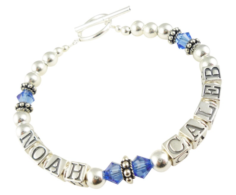 Sapphire or any birthstone bracelet and names personalization strands Custom designyour own mother grandma jewelry