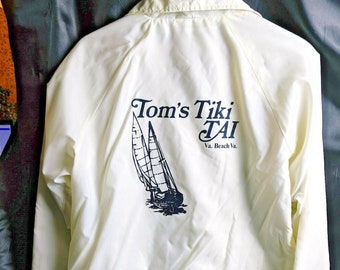 Vintage Tom's Tiki Tai jacket tiki bar sailboat Virginia Beach sailing M