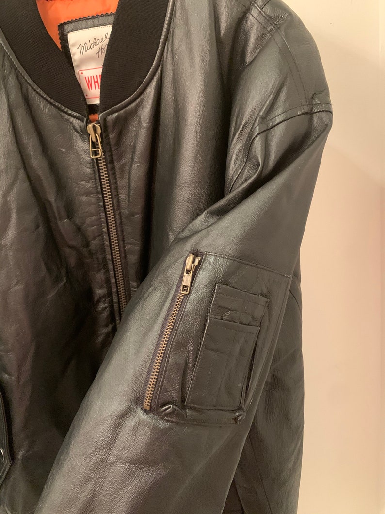 Michael Hoban vintage Leather Bomber flight jacket Marine | Etsy