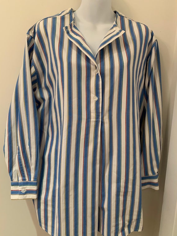 Talbots vintage striped tunic top blouse crisp Bl… - image 2