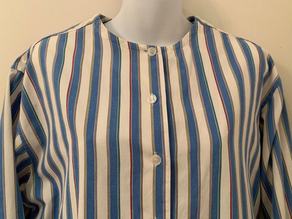 Talbots vintage striped tunic top blouse crisp Bl… - image 3