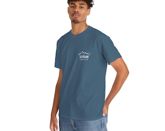 Elysian Coffee Tee, Mountain Vibes Unisex Heavy Cotton Tee, Casual Wear