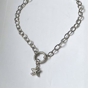Sterilng Silver Statement Chain Necklace with Star Pendant Hallmarked image 1