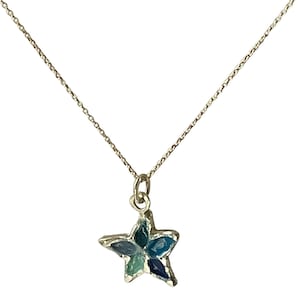 Silver Star Pendant Necklace With Blue Enamel,  925 Sterling Silver, Blue Star Pendant- HALLMARKED