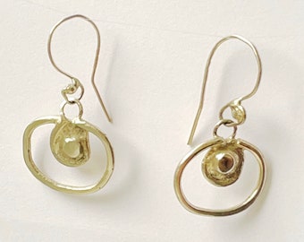 Silver Oval Drop  Earrings, 925 Sterling Silver, Dangling Hoops, Oval Drop Earrings - HALLMARKED