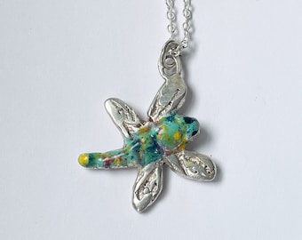 Silver Dragonfly Pendant Necklace with Enamelled Body, 925 Sterling Silver - HALLMARKED