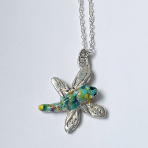 Silver Dragonfly Pendant Necklace with Enamelled Body, 925 Sterling Silver HALLMARKED image 1
