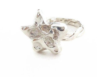 925 Sterling Silver Star Ring Seal Ring - Hallmarked Christmas Gift For Her