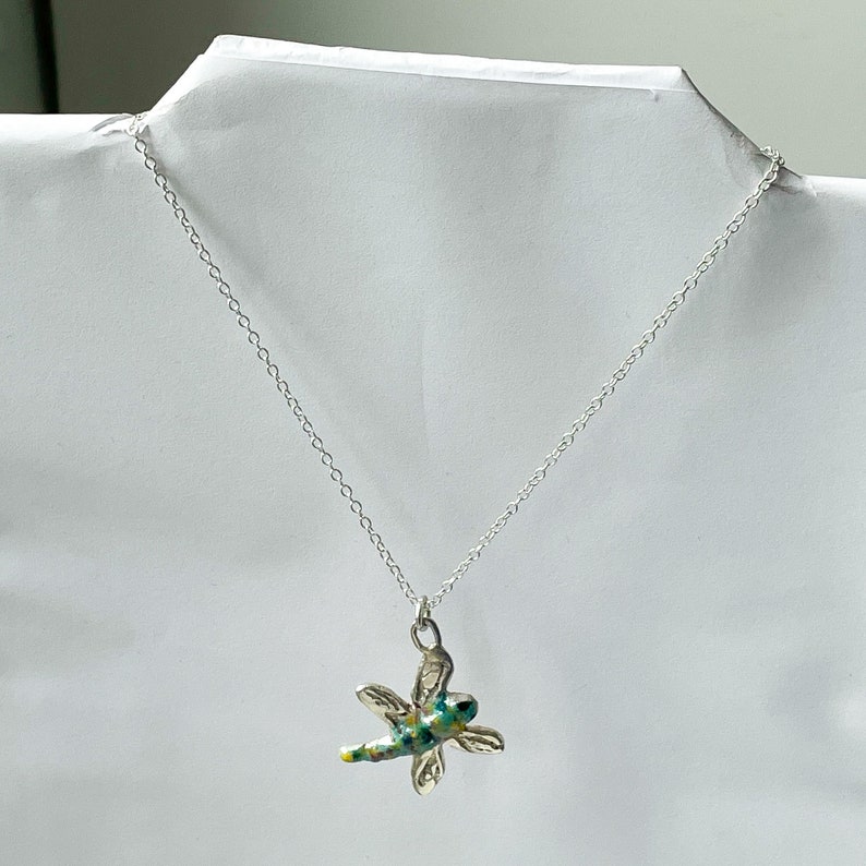 Silver Dragonfly Pendant Necklace with Enamelled Body, 925 Sterling Silver HALLMARKED image 4
