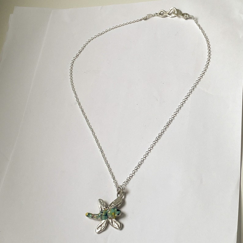 Silver Dragonfly Pendant Necklace with Enamelled Body, 925 Sterling Silver HALLMARKED image 3