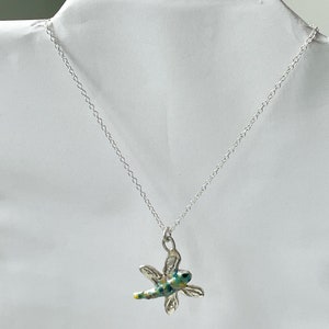 Silver Dragonfly Pendant Necklace with Enamelled Body, 925 Sterling Silver HALLMARKED image 6