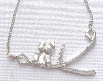 Owl On A Branch Necklace 925 Sterling Silver  Owl Bird Necklace - Hallmarked