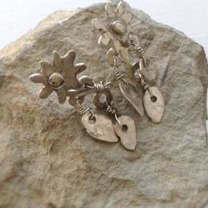 Silver Flower & Leaves Ear Jackets Cuffs, 925 Sterling Silver, 2-in-1 Convertible Earrings, Silver Ear Jackets image 8