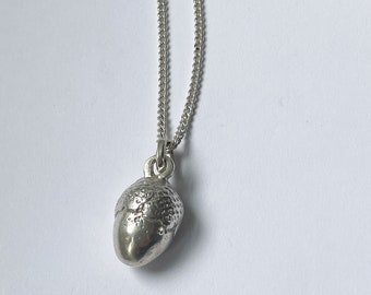 Silver Acorn Pendant Necklace , 925 Sterling Silver - HALLMARKED