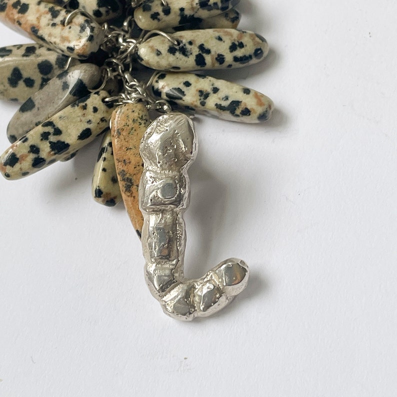 Dalmatian Cluster Bracelet w. Dragonfly Toggle Clasp, 925 Sterling Silver Chunky Gemstone Bracelet image 7