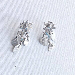 Silver Flower & Leaves Ear Jackets Cuffs, 925 Sterling Silver, 2-in-1 Convertible Earrings, Silver Ear Jackets image 5